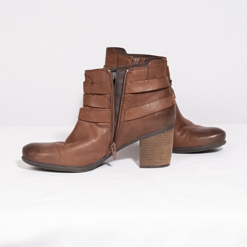 Josef Seibel Britney Brown Leather Ankle Boots EU 39 US 8-8.5 Classic Moto Biker - Picture 3 of 12